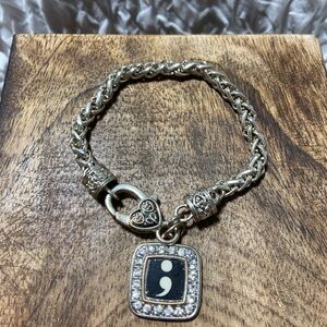 Elegant Silver Bracelet with Semicolon Charm